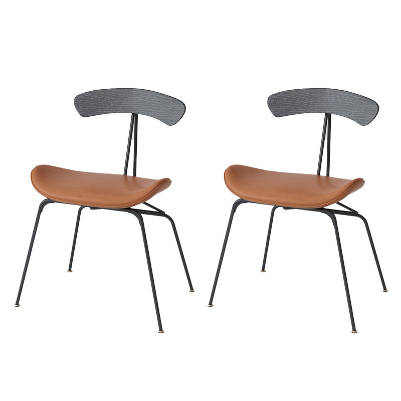 Industrial Open Back Armless Dining Chairs Leather Dining Side Chair Brown Set of 2 Clearhalo ' kitchen&dining_furn' 'Dining Chairs' 'Dining Tables & Seating' 'dining_chair' 'Furniture' 'furniture_dining_chair' 'Kitchen & Dining Furniture' 'kitchen' 4589391