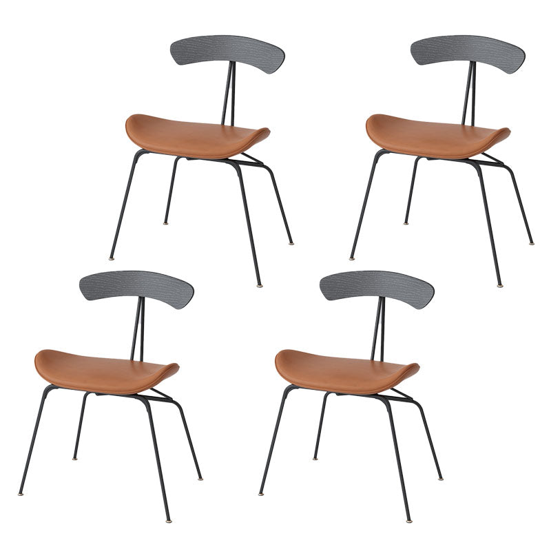 Industrial Open Back Armless Dining Chairs Leather Dining Side Chair Brown Set of 4 Clearhalo ' kitchen&dining_furn' 'Dining Chairs' 'Dining Tables & Seating' 'dining_chair' 'Furniture' 'furniture_dining_chair' 'Kitchen & Dining Furniture' 'kitchen' 4589394