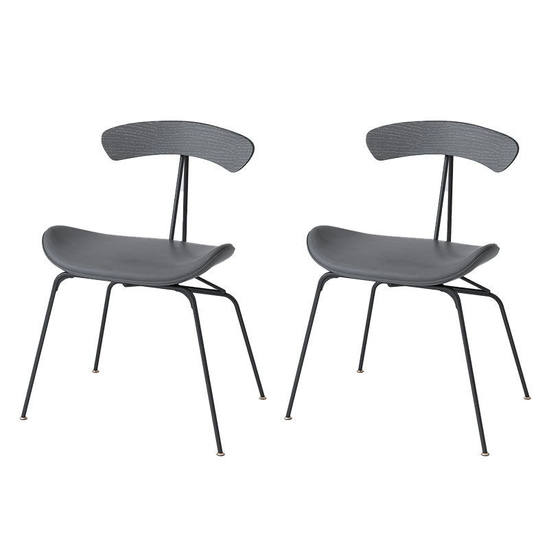 Industrial Open Back Armless Dining Chairs Leather Dining Side Chair Grey Set of 2 Clearhalo ' kitchen&dining_furn' 'Dining Chairs' 'Dining Tables & Seating' 'dining_chair' 'Furniture' 'furniture_dining_chair' 'Kitchen & Dining Furniture' 'kitchen' 4589397