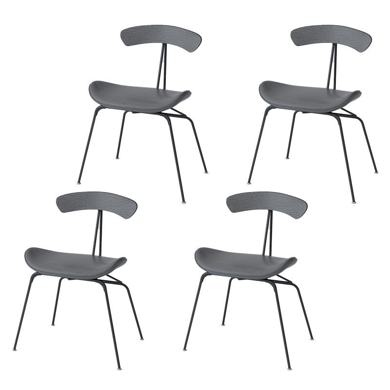 Industrial Open Back Armless Dining Chairs Leather Dining Side Chair Grey Set of 4 Clearhalo ' kitchen&dining_furn' 'Dining Chairs' 'Dining Tables & Seating' 'dining_chair' 'Furniture' 'furniture_dining_chair' 'Kitchen & Dining Furniture' 'kitchen' 4589398