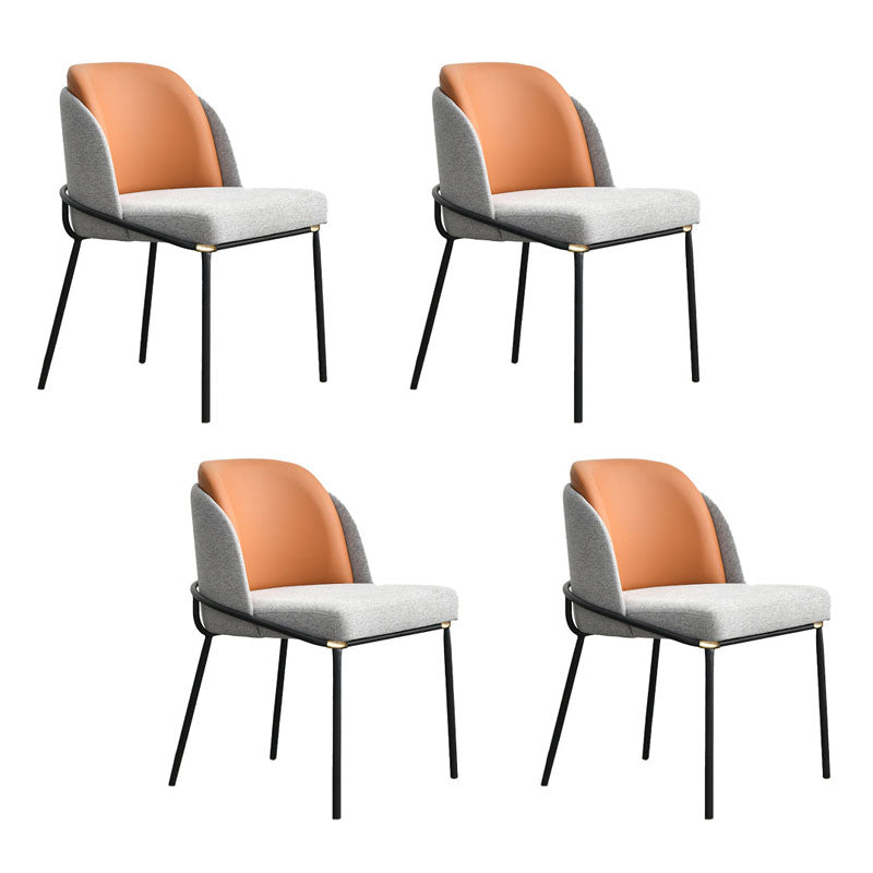 Scandinavian Dining Fabric Side Chairs Armless Solid Back Chair Orange 4 Piece Set Clearhalo ' kitchen&dining_furn' 'Dining Chairs' 'Dining Tables & Seating' 'dining_chair' 'furn' 'furn_dining_chair' 'Furniture' 'furniture_dining_chair' 'Kitchen & Dining Furniture' 'kitchen' 4589410