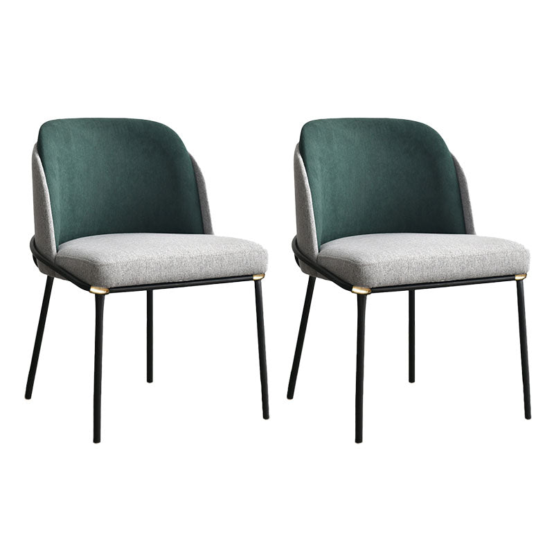 Scandinavian Dining Fabric Side Chairs Armless Solid Back Chair Blackish Green 2 Piece Set Clearhalo ' kitchen&dining_furn' 'Dining Chairs' 'Dining Tables & Seating' 'dining_chair' 'furn' 'furn_dining_chair' 'Furniture' 'furniture_dining_chair' 'Kitchen & Dining Furniture' 'kitchen' 4589416
