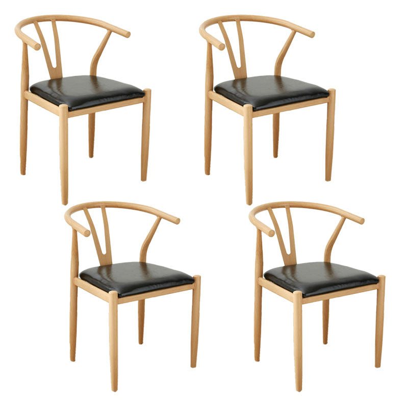 Contemporary Style Chair Dining Armless Side Chair with Metal Legs for Kitchen Natural Wood Black 4 Piece Set Clearhalo ' kitchen&dining_furn' 'Dining Chairs' 'Dining Tables & Seating' 'dining_chair' 'furn' 'furn_dining_chair' 'Furniture' 'furniture_dining_chair' 'Kitchen & Dining Furniture' 'kitchen' 4589452