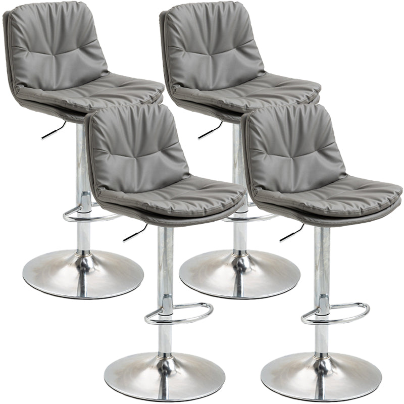 Modern Style Metal Bar Stools with Swivel and Adjustable Height Living Room Bar Stools Dark Gray-Black Chrome 4 Piece Set Clearhalo 'Bar Furniture' 'Bar Stools' 'bar_stools' 'furn' 'furn_bar_stools' 'furniture_bar_stools' 'Kitchen & Dining Furniture' 'kitchen&dining_furn' 'kitchen' 'kitchen_furn' Furniture' 4589473