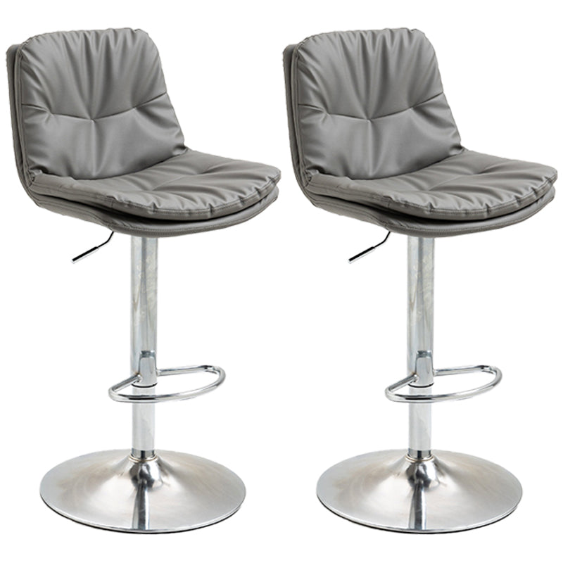 Modern Style Metal Bar Stools with Swivel and Adjustable Height Living Room Bar Stools Dark Gray-Black Chrome 2 Piece Set Clearhalo 'Bar Furniture' 'Bar Stools' 'bar_stools' 'furn' 'furn_bar_stools' 'furniture_bar_stools' 'Kitchen & Dining Furniture' 'kitchen&dining_furn' 'kitchen' 'kitchen_furn' Furniture' 4589477