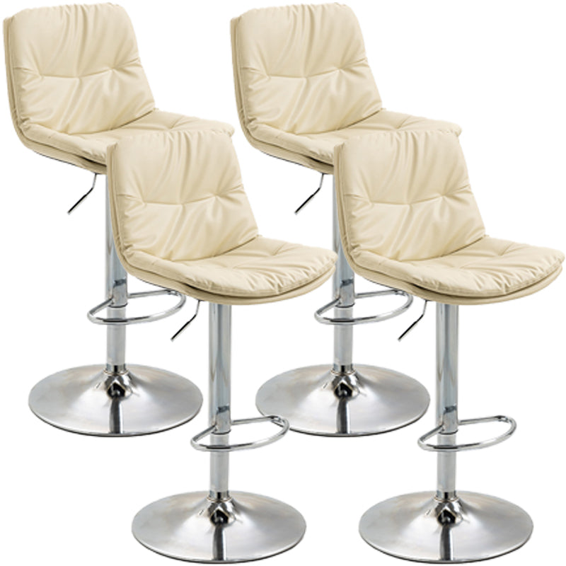 Modern Style Metal Bar Stools with Swivel and Adjustable Height Living Room Bar Stools Off-White Chrome 4 Piece Set Clearhalo 'Bar Furniture' 'Bar Stools' 'bar_stools' 'furn' 'furn_bar_stools' 'furniture_bar_stools' 'Kitchen & Dining Furniture' 'kitchen&dining_furn' 'kitchen' 'kitchen_furn' Furniture' 4589485