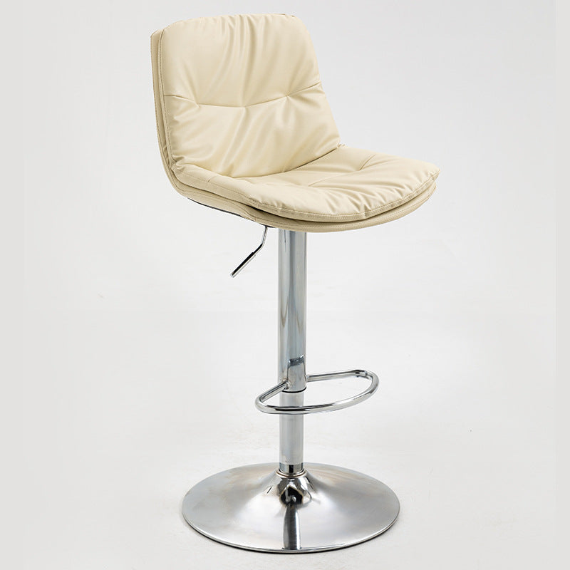 Modern Style Metal Bar Stools with Swivel and Adjustable Height Living Room Bar Stools Off-White Chrome 1 Piece Clearhalo 'Bar Furniture' 'Bar Stools' 'bar_stools' 'furn' 'furn_bar_stools' 'furniture_bar_stools' 'Kitchen & Dining Furniture' 'kitchen&dining_furn' 'kitchen' 'kitchen_furn' Furniture' 4589487