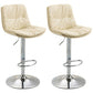 Modern Style Metal Bar Stools with Swivel and Adjustable Height Living Room Bar Stools Off-White Chrome 2 Piece Set Clearhalo 'Bar Furniture' 'Bar Stools' 'bar_stools' 'furn' 'furn_bar_stools' 'furniture_bar_stools' 'Kitchen & Dining Furniture' 'kitchen&dining_furn' 'kitchen' 'kitchen_furn' Furniture' 4589488