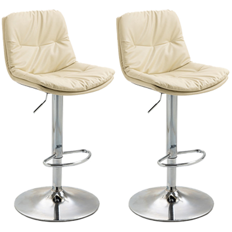 Modern Style Metal Bar Stools with Swivel and Adjustable Height Living Room Bar Stools Off-White Chrome 2 Piece Set Clearhalo 'Bar Furniture' 'Bar Stools' 'bar_stools' 'furn' 'furn_bar_stools' 'furniture_bar_stools' 'Kitchen & Dining Furniture' 'kitchen&dining_furn' 'kitchen' 'kitchen_furn' Furniture' 4589488