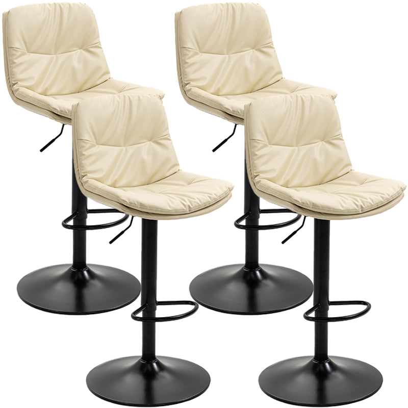 Modern Style Metal Bar Stools with Swivel and Adjustable Height Living Room Bar Stools Off-White Black 4 Piece Set Clearhalo 'Bar Furniture' 'Bar Stools' 'bar_stools' 'furn' 'furn_bar_stools' 'furniture_bar_stools' 'Kitchen & Dining Furniture' 'kitchen&dining_furn' 'kitchen' 'kitchen_furn' Furniture' 4589490