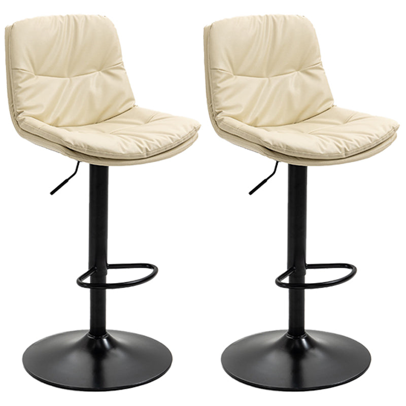 Modern Style Metal Bar Stools with Swivel and Adjustable Height Living Room Bar Stools Off-White Black 2 Piece Set Clearhalo 'Bar Furniture' 'Bar Stools' 'bar_stools' 'furn' 'furn_bar_stools' 'furniture_bar_stools' 'Kitchen & Dining Furniture' 'kitchen&dining_furn' 'kitchen' 'kitchen_furn' Furniture' 4589492