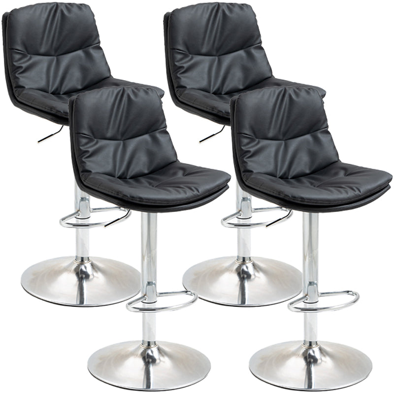 Modern Style Metal Bar Stools with Swivel and Adjustable Height Living Room Bar Stools Black Chrome 4 Piece Set Clearhalo 'Bar Furniture' 'Bar Stools' 'bar_stools' 'furn' 'furn_bar_stools' 'furniture_bar_stools' 'Kitchen & Dining Furniture' 'kitchen&dining_furn' 'kitchen' 'kitchen_furn' Furniture' 4589493