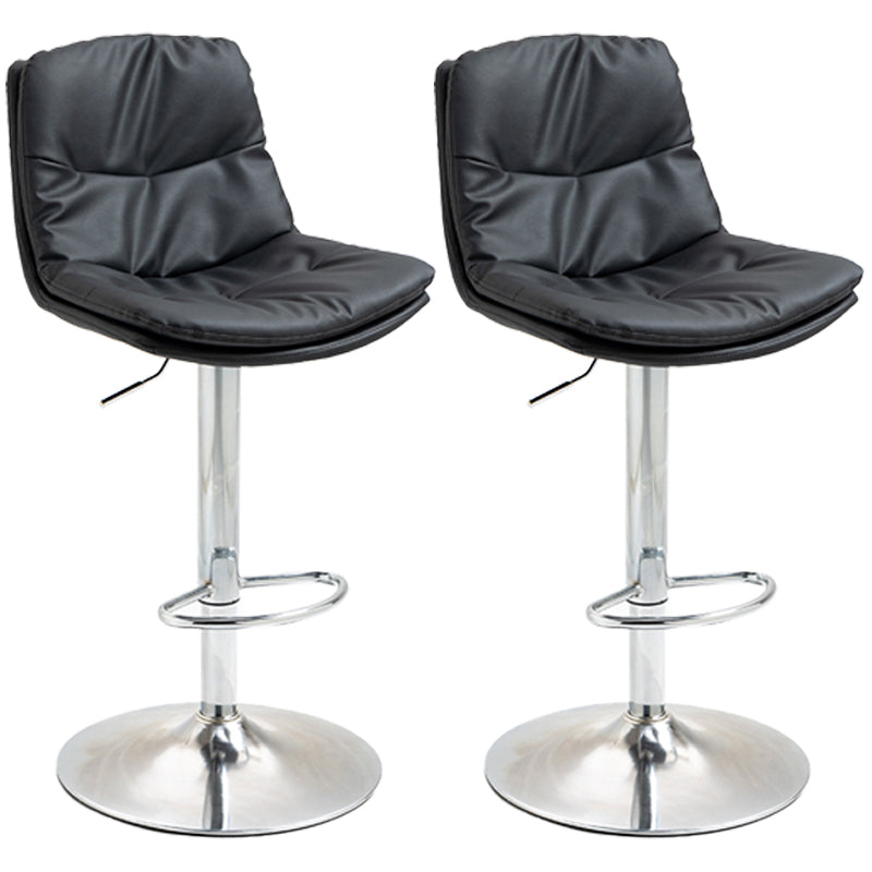 Modern Style Metal Bar Stools with Swivel and Adjustable Height Living Room Bar Stools Black Chrome 2 Piece Set Clearhalo 'Bar Furniture' 'Bar Stools' 'bar_stools' 'furn' 'furn_bar_stools' 'furniture_bar_stools' 'Kitchen & Dining Furniture' 'kitchen&dining_furn' 'kitchen' 'kitchen_furn' Furniture' 4589495