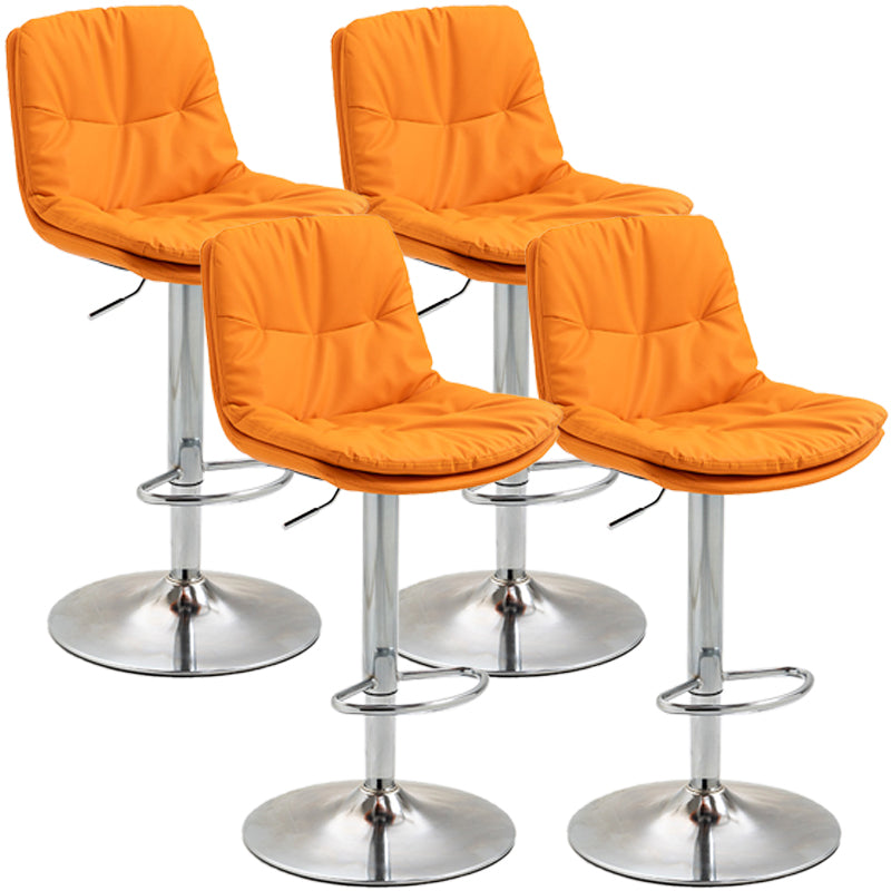 Modern Style Metal Bar Stools with Swivel and Adjustable Height Living Room Bar Stools Orange Chrome 4 Piece Set Clearhalo 'Bar Furniture' 'Bar Stools' 'bar_stools' 'furn' 'furn_bar_stools' 'furniture_bar_stools' 'Kitchen & Dining Furniture' 'kitchen&dining_furn' 'kitchen' 'kitchen_furn' Furniture' 4589499