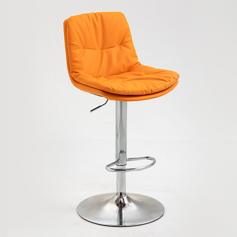 Modern Style Metal Bar Stools with Swivel and Adjustable Height Living Room Bar Stools Orange Chrome 1 Piece Clearhalo 'Bar Furniture' 'Bar Stools' 'bar_stools' 'furn' 'furn_bar_stools' 'furniture_bar_stools' 'Kitchen & Dining Furniture' 'kitchen&dining_furn' 'kitchen' 'kitchen_furn' Furniture' 4589500