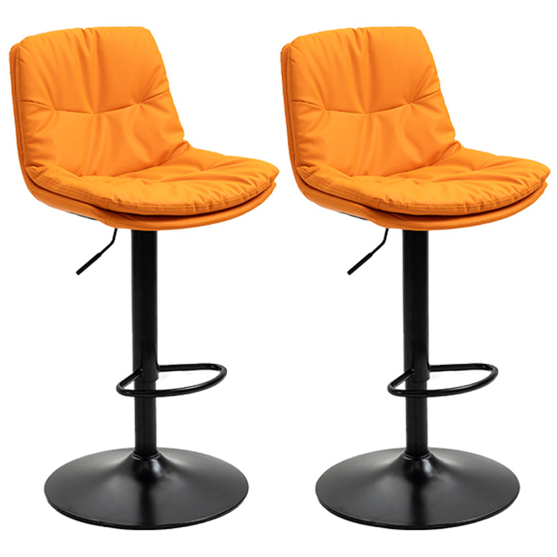 Modern Style Metal Bar Stools with Swivel and Adjustable Height Living Room Bar Stools Orange Black 2 Piece Set Clearhalo 'Bar Furniture' 'Bar Stools' 'bar_stools' 'furn' 'furn_bar_stools' 'furniture_bar_stools' 'Kitchen & Dining Furniture' 'kitchen&dining_furn' 'kitchen' 'kitchen_furn' Furniture' 4589504