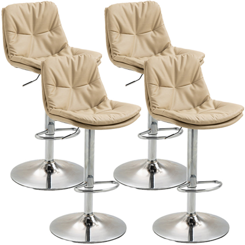 Modern Style Metal Bar Stools with Swivel and Adjustable Height Living Room Bar Stools Khaki Chrome 4 Piece Set Clearhalo 'Bar Furniture' 'Bar Stools' 'bar_stools' 'furn' 'furn_bar_stools' 'furniture_bar_stools' 'Kitchen & Dining Furniture' 'kitchen&dining_furn' 'kitchen' 'kitchen_furn' Furniture' 4589505