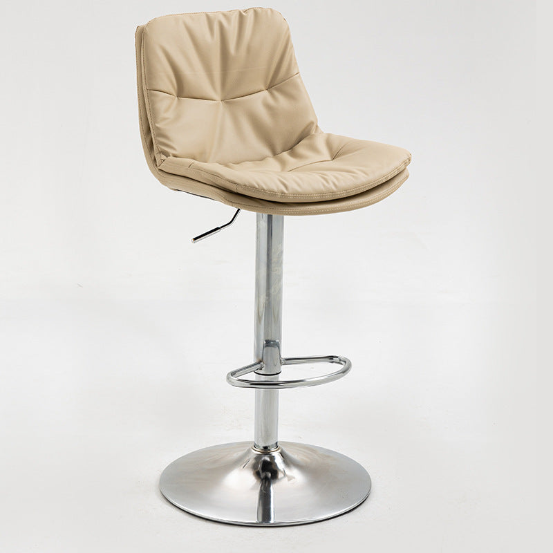 Modern Style Metal Bar Stools with Swivel and Adjustable Height Living Room Bar Stools Khaki Chrome 1 Piece Clearhalo 'Bar Furniture' 'Bar Stools' 'bar_stools' 'furn' 'furn_bar_stools' 'furniture_bar_stools' 'Kitchen & Dining Furniture' 'kitchen&dining_furn' 'kitchen' 'kitchen_furn' Furniture' 4589506