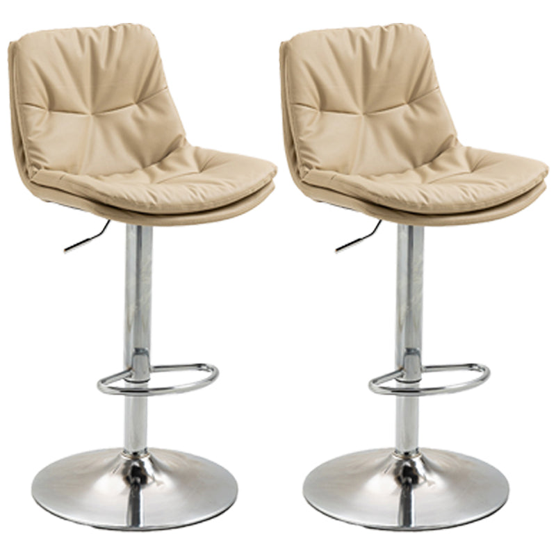 Modern Style Metal Bar Stools with Swivel and Adjustable Height Living Room Bar Stools Khaki Chrome 2 Piece Set Clearhalo 'Bar Furniture' 'Bar Stools' 'bar_stools' 'furn' 'furn_bar_stools' 'furniture_bar_stools' 'Kitchen & Dining Furniture' 'kitchen&dining_furn' 'kitchen' 'kitchen_furn' Furniture' 4589507