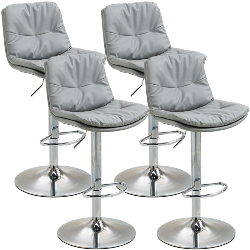Modern Style Metal Bar Stools with Swivel and Adjustable Height Living Room Bar Stools Silver Gray Chrome 4 Piece Set Clearhalo 'Bar Furniture' 'Bar Stools' 'bar_stools' 'furn' 'furn_bar_stools' 'furniture_bar_stools' 'Kitchen & Dining Furniture' 'kitchen&dining_furn' 'kitchen' 'kitchen_furn' Furniture' 4589517