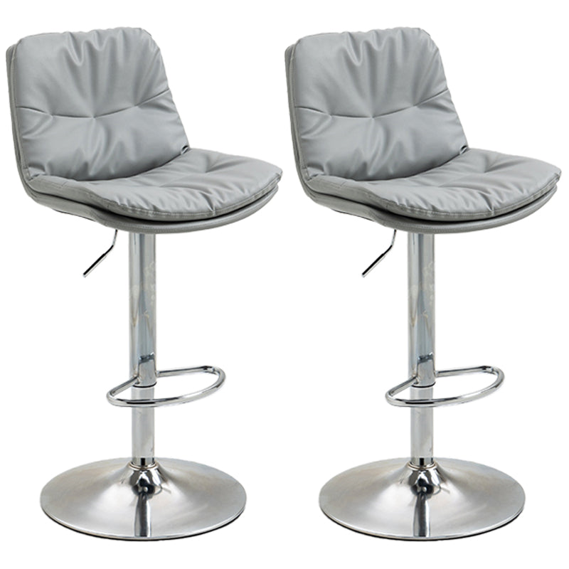 Modern Style Metal Bar Stools with Swivel and Adjustable Height Living Room Bar Stools Silver Gray Chrome 2 Piece Set Clearhalo 'Bar Furniture' 'Bar Stools' 'bar_stools' 'furn' 'furn_bar_stools' 'furniture_bar_stools' 'Kitchen & Dining Furniture' 'kitchen&dining_furn' 'kitchen' 'kitchen_furn' Furniture' 4589519