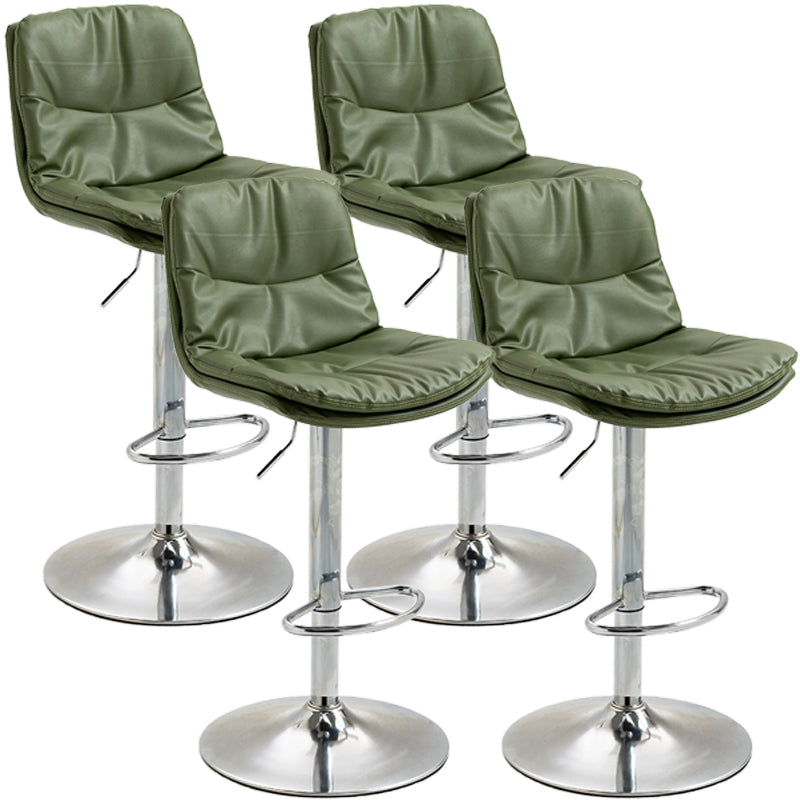 Modern Style Metal Bar Stools with Swivel and Adjustable Height Living Room Bar Stools Green Chrome 4 Piece Set Clearhalo 'Bar Furniture' 'Bar Stools' 'bar_stools' 'furn' 'furn_bar_stools' 'furniture_bar_stools' 'Kitchen & Dining Furniture' 'kitchen&dining_furn' 'kitchen' 'kitchen_furn' Furniture' 4589523