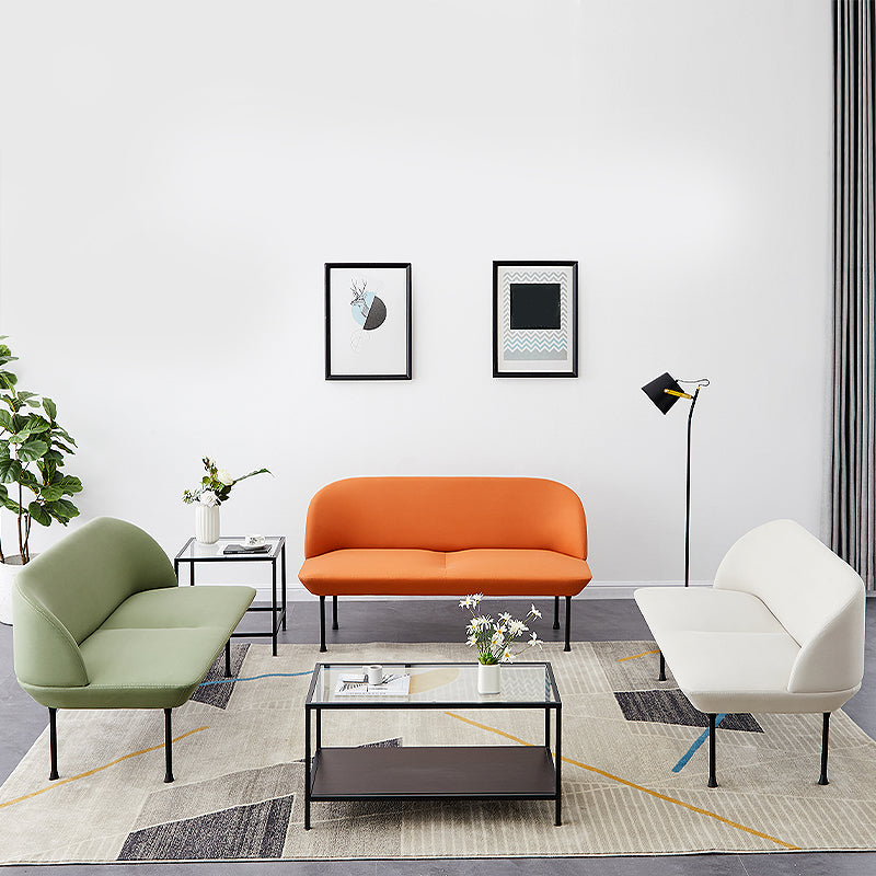 30.71" H Linen Armless Contemporary Sofa with Tight Back for Apartment 59"L x 29.5"W x 31.5"H Orange Clearhalo 'furn' 'furn_sofas' 'Furniture' 'furniture_sofas' 'kitchen' 'kitchen_sofas' 'Living Room Furniture' 'Sofa' 'sofas' 4591686