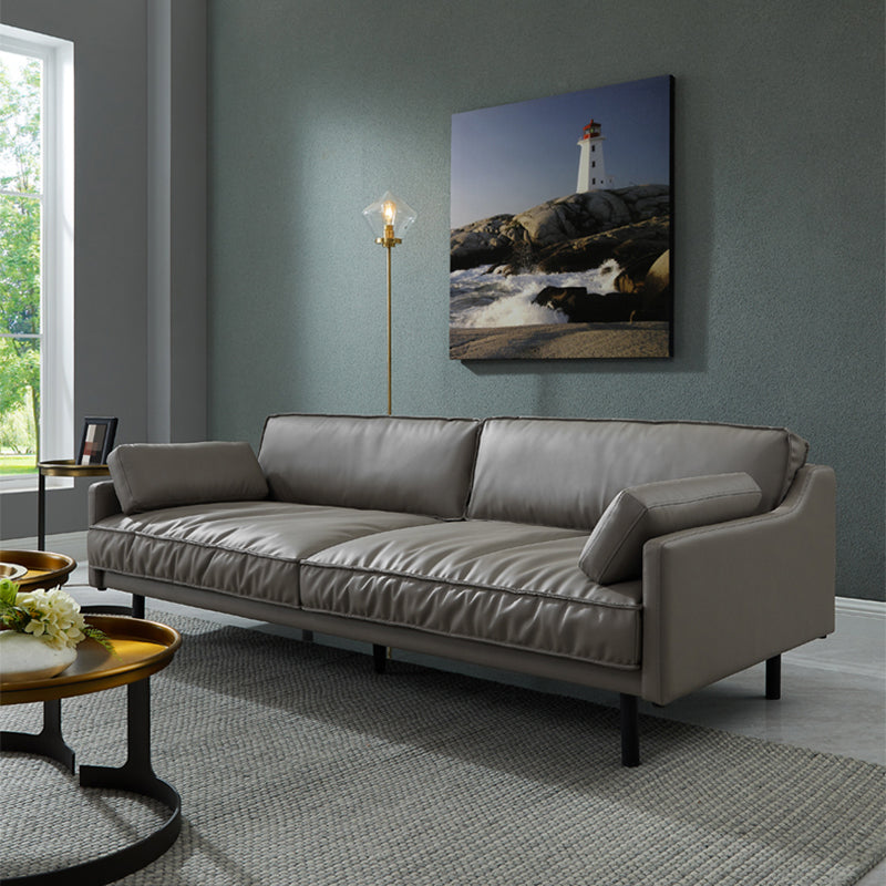 Tight Back Square Arm Industrial Sofa with Waterproof and Wear-resistant 70.9"L x 35.4"W x 29.5"H Grey Genuine Leather Clearhalo 'furn' 'furn_sofas' 'Furniture' 'furniture_sofas' 'kitchen' 'kitchen_sofas' 'Living Room Furniture' 'Sofa' 'sofas' 4591700