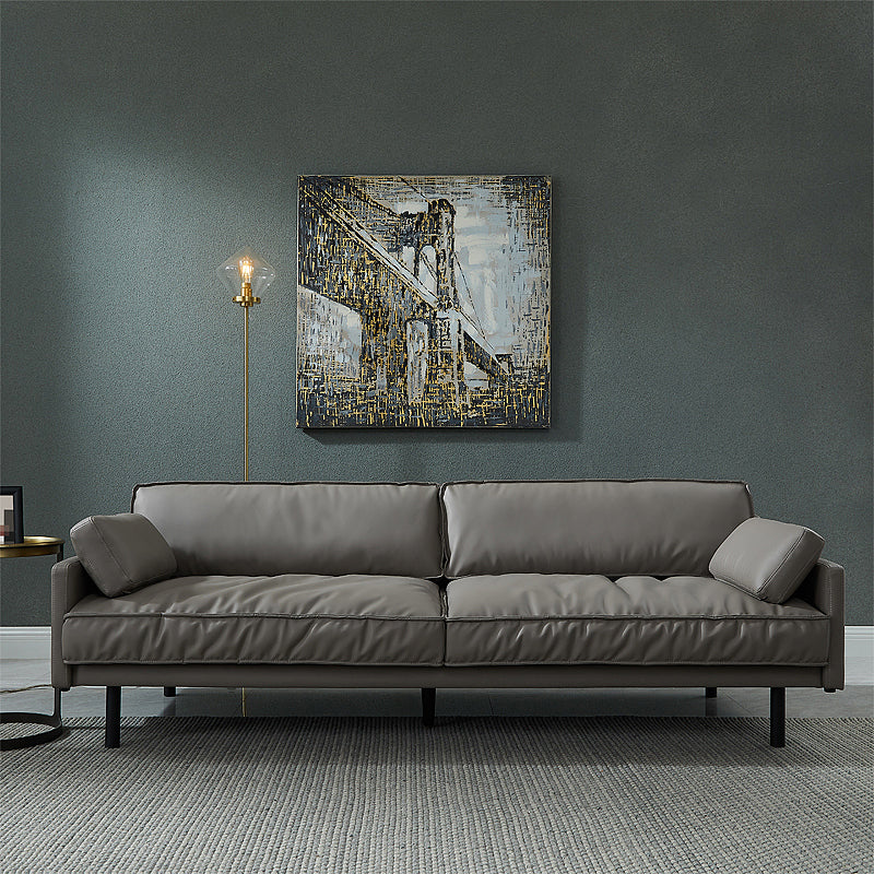 Tight Back Square Arm Industrial Sofa with Waterproof and Wear-resistant Grey Microfiber Clearhalo 'furn' 'furn_sofas' 'Furniture' 'furniture_sofas' 'kitchen' 'kitchen_sofas' 'Living Room Furniture' 'Sofa' 'sofas' 4591701