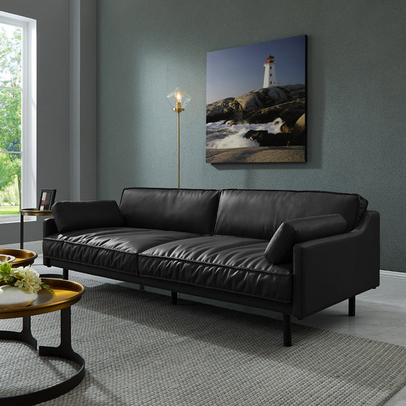Tight Back Square Arm Industrial Sofa with Waterproof and Wear-resistant Black Clearhalo 'furn' 'furn_sofas' 'Furniture' 'furniture_sofas' 'kitchen' 'kitchen_sofas' 'Living Room Furniture' 'Sofa' 'sofas' 4591705