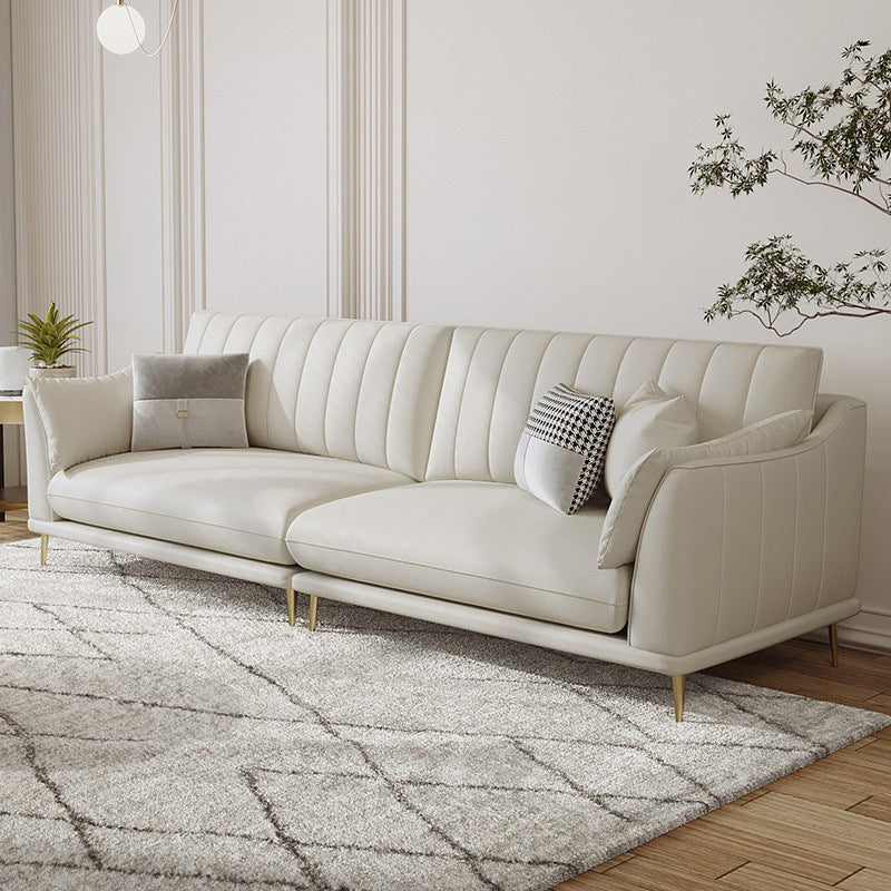 Modern Style Solid Wood Base Namib & White Leather Rectangular Sofa Clearhalo 'furn' 'furn_sofas' 'Furniture' 'furniture_sofas' 'kitchen' 'kitchen_sofas' 'Living Room Furniture' 'Sofa' 'sofas' 4591714