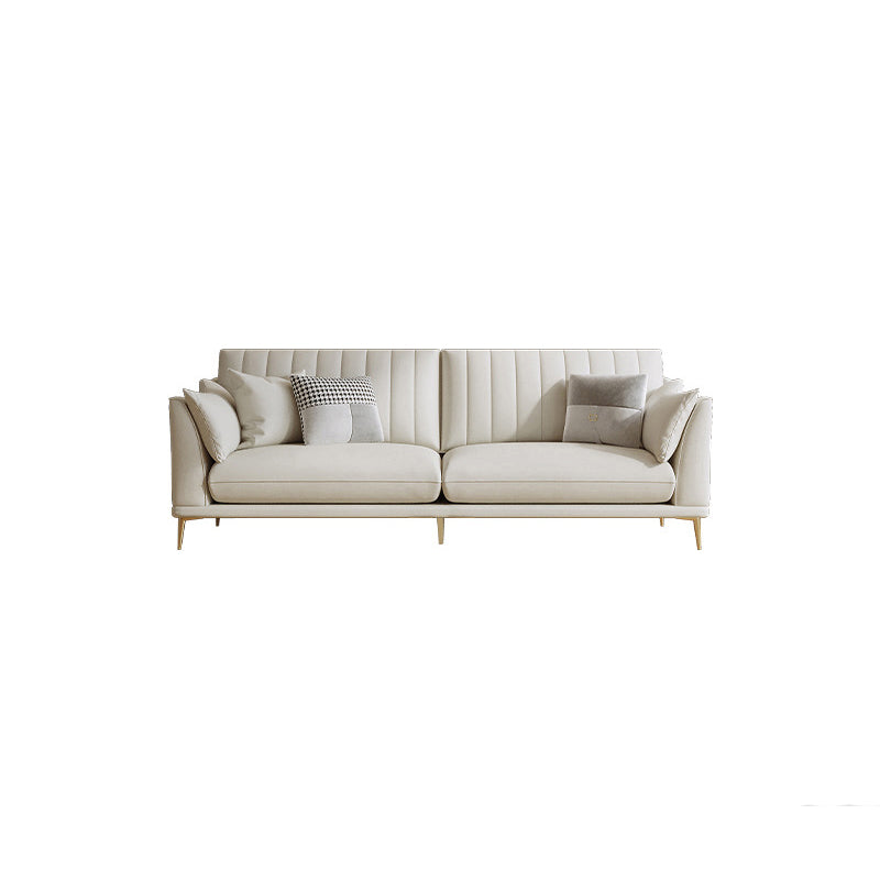 Modern Style Solid Wood Base Namib & White Leather Rectangular Sofa 87''L x36"W x 35"H Clearhalo 'furn' 'furn_sofas' 'Furniture' 'furniture_sofas' 'kitchen' 'kitchen_sofas' 'Living Room Furniture' 'Sofa' 'sofas' 4591718