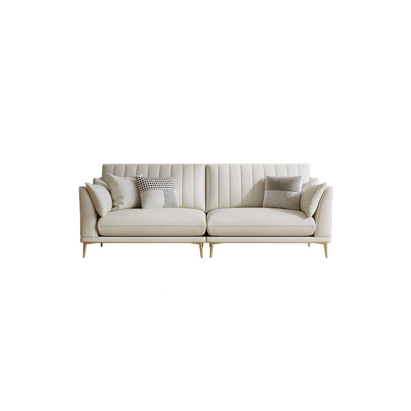Modern Style Solid Wood Base Namib & White Leather Rectangular Sofa 94.5''L x36"W x 35"H Clearhalo 'furn' 'furn_sofas' 'Furniture' 'furniture_sofas' 'kitchen' 'kitchen_sofas' 'Living Room Furniture' 'Sofa' 'sofas' 4591720