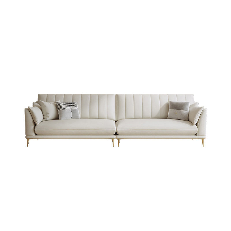 Modern Style Solid Wood Base Namib & White Leather Rectangular Sofa 126''L x36"W x 35"H Faux Leather Clearhalo 'furn' 'furn_sofas' 'Furniture' 'furniture_sofas' 'kitchen' 'kitchen_sofas' 'Living Room Furniture' 'Sofa' 'sofas' 4591722