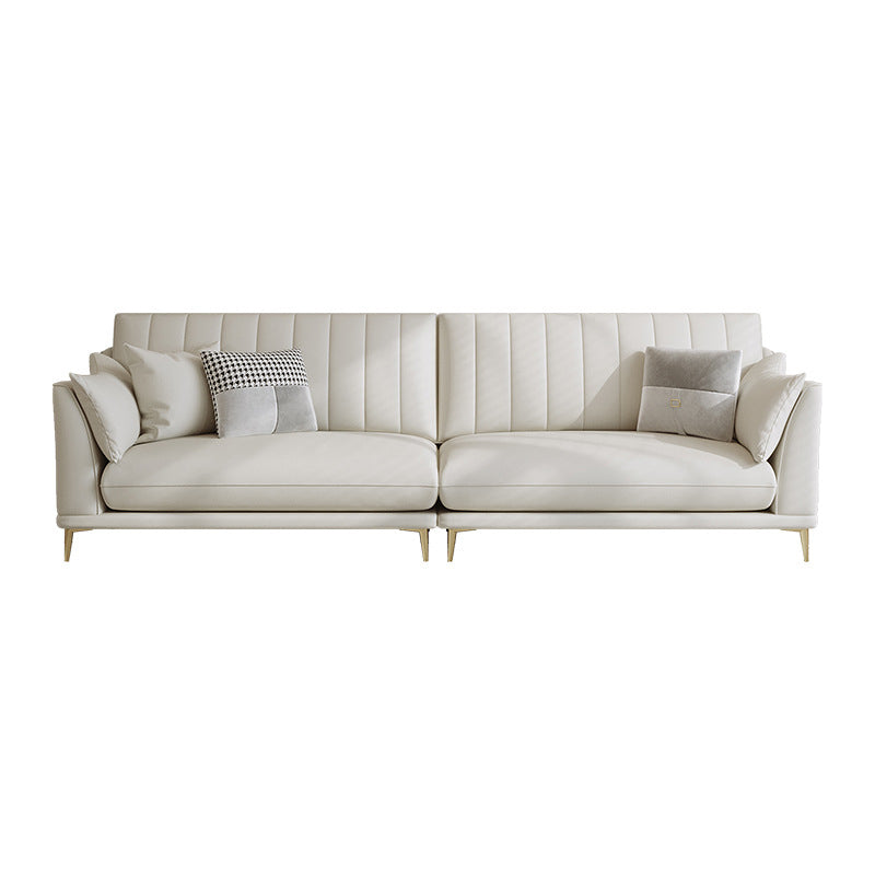 Modern Style Solid Wood Base Namib & White Leather Rectangular Sofa Clearhalo 'furn' 'furn_sofas' 'Furniture' 'furniture_sofas' 'kitchen' 'kitchen_sofas' 'Living Room Furniture' 'Sofa' 'sofas' 4591723