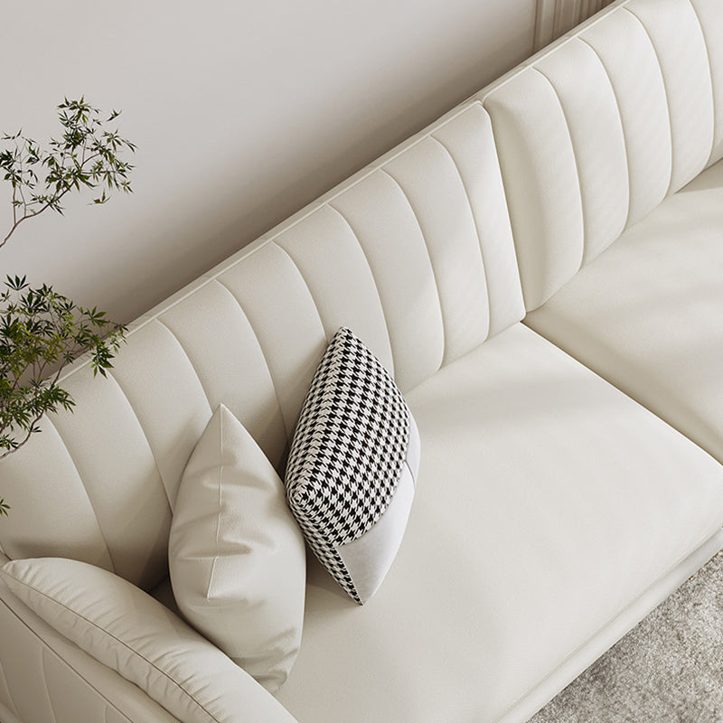 Modern Style Solid Wood Base Namib & White Leather Rectangular Sofa Clearhalo 'furn' 'furn_sofas' 'Furniture' 'furniture_sofas' 'kitchen' 'kitchen_sofas' 'Living Room Furniture' 'Sofa' 'sofas' 4591727