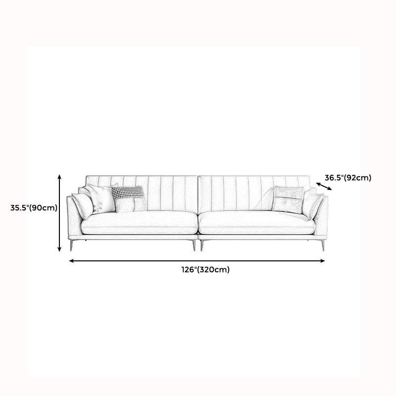 Modern Style Solid Wood Base Namib & White Leather Rectangular Sofa Clearhalo 'furn' 'furn_sofas' 'Furniture' 'furniture_sofas' 'kitchen' 'kitchen_sofas' 'Living Room Furniture' 'Sofa' 'sofas' 4591728