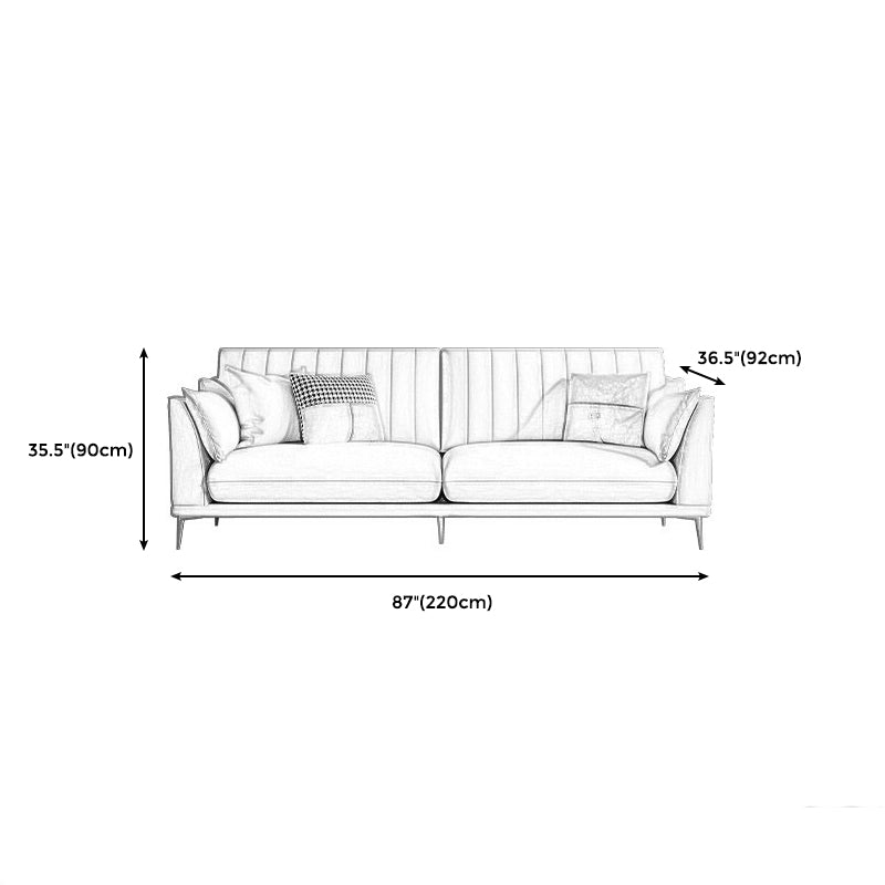 Modern Style Solid Wood Base Namib & White Leather Rectangular Sofa Clearhalo 'furn' 'furn_sofas' 'Furniture' 'furniture_sofas' 'kitchen' 'kitchen_sofas' 'Living Room Furniture' 'Sofa' 'sofas' 4591729
