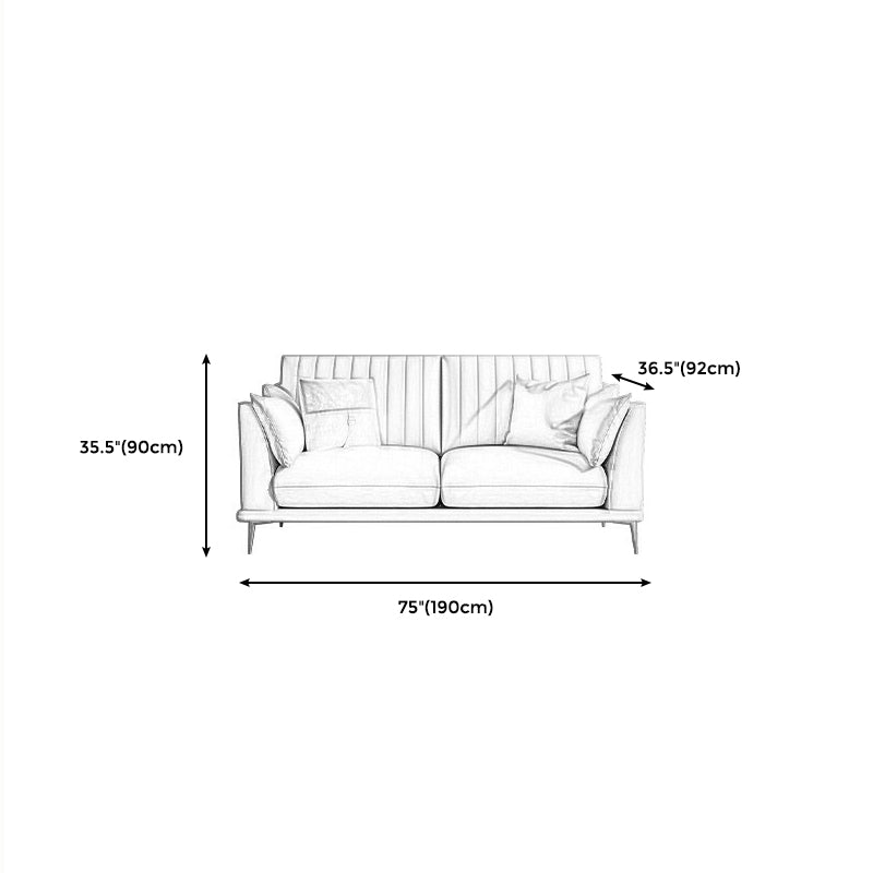 Modern Style Solid Wood Base Namib & White Leather Rectangular Sofa Clearhalo 'furn' 'furn_sofas' 'Furniture' 'furniture_sofas' 'kitchen' 'kitchen_sofas' 'Living Room Furniture' 'Sofa' 'sofas' 4591730