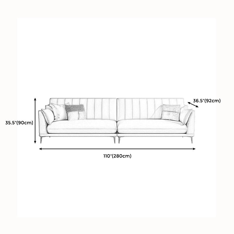 Modern Style Solid Wood Base Namib & White Leather Rectangular Sofa Clearhalo 'furn' 'furn_sofas' 'Furniture' 'furniture_sofas' 'kitchen' 'kitchen_sofas' 'Living Room Furniture' 'Sofa' 'sofas' 4591731