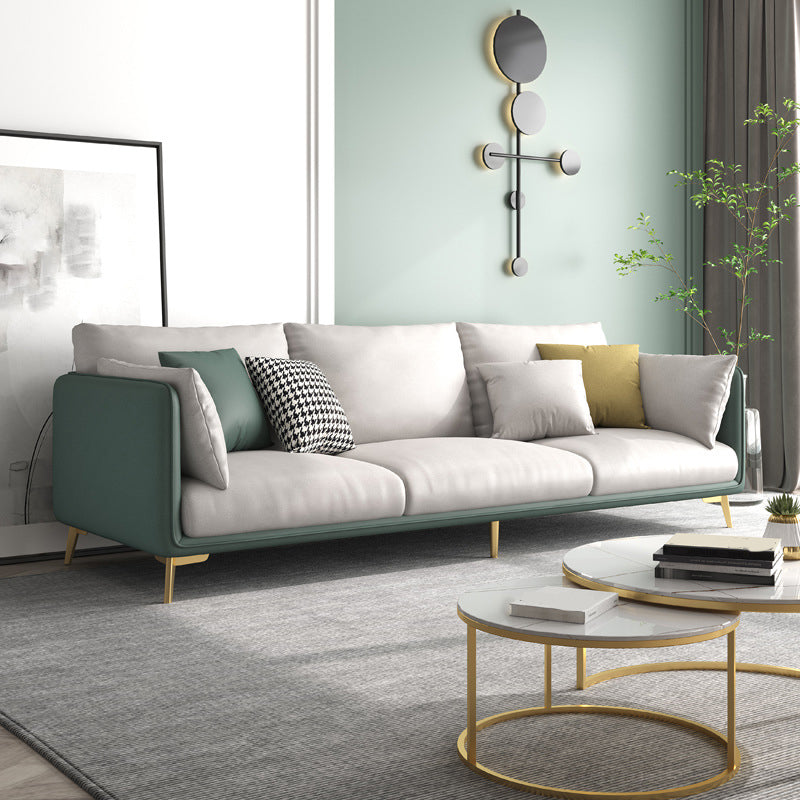 Modern Green and White Fabric Sofa Square Arm Sofa for Living Room Clearhalo 'furn' 'furn_sofas' 'Furniture' 'furniture_sofas' 'kitchen' 'kitchen_sofas' 'Living Room Furniture' 'Sofa' 'sofas' 4591735