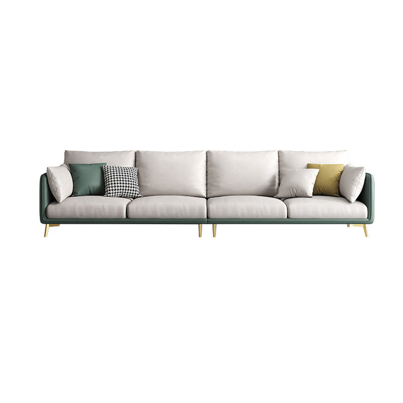 Modern Green and White Fabric Sofa Square Arm Sofa for Living Room 114"L x 35.5"W x 35.5"H Clearhalo 'furn' 'furn_sofas' 'Furniture' 'furniture_sofas' 'kitchen' 'kitchen_sofas' 'Living Room Furniture' 'Sofa' 'sofas' 4591739