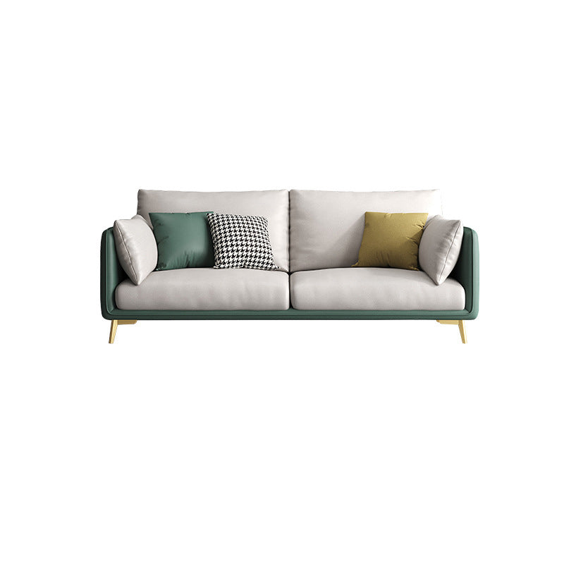 Modern Green and White Fabric Sofa Square Arm Sofa for Living Room 63"L x 35.5"W x 35.5"H Clearhalo 'furn' 'furn_sofas' 'Furniture' 'furniture_sofas' 'kitchen' 'kitchen_sofas' 'Living Room Furniture' 'Sofa' 'sofas' 4591741