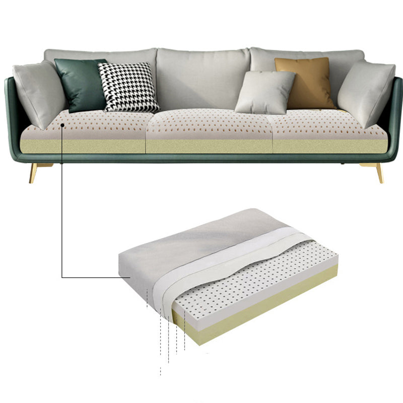 Modern Green and White Fabric Sofa Square Arm Sofa for Living Room Clearhalo 'furn' 'furn_sofas' 'Furniture' 'furniture_sofas' 'kitchen' 'kitchen_sofas' 'Living Room Furniture' 'Sofa' 'sofas' 4591742