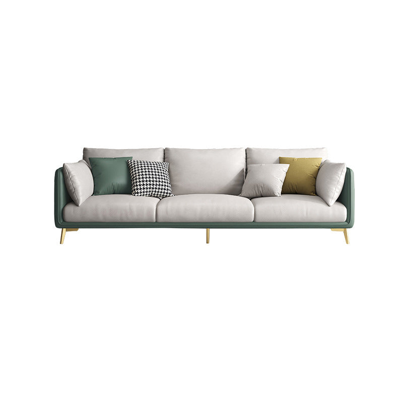 Modern Green and White Fabric Sofa Square Arm Sofa for Living Room 102"L x 35.5"W x 35.5"H Clearhalo 'furn' 'furn_sofas' 'Furniture' 'furniture_sofas' 'kitchen' 'kitchen_sofas' 'Living Room Furniture' 'Sofa' 'sofas' 4591745