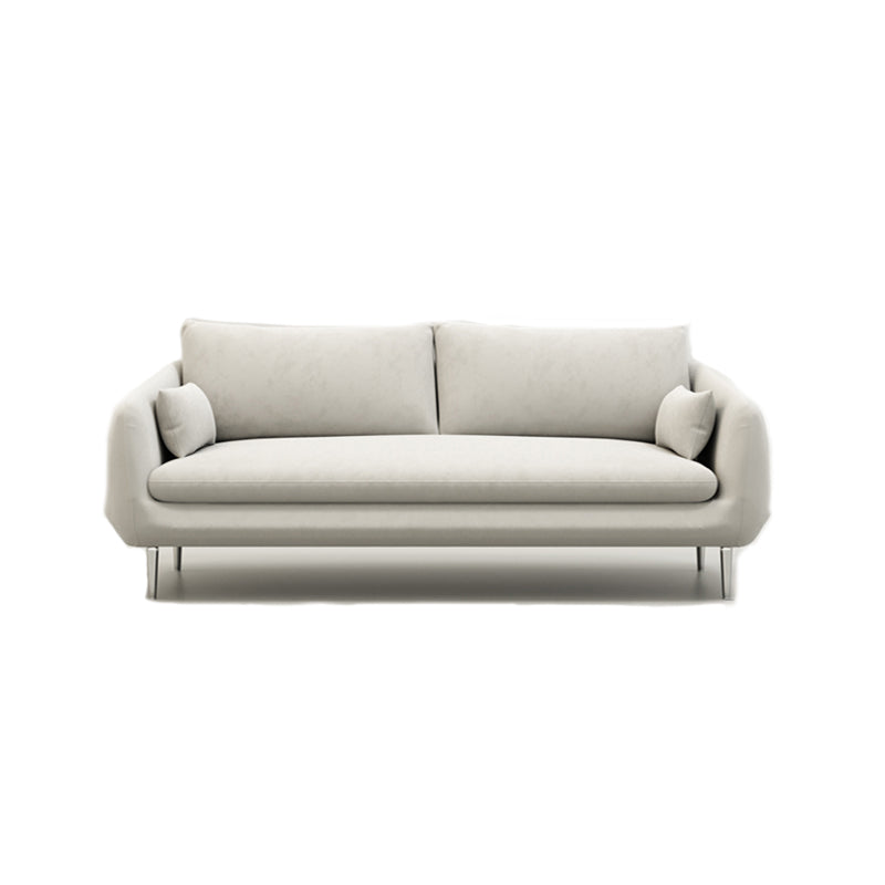 Loose Back Velvet Square Arm Contemporary Sofa with Slipcovered for Apartment 59"L x 31.5"W x 31.5"H White Sponge Clearhalo 'furn' 'furn_sofas' 'Furniture' 'furniture_sofas' 'kitchen' 'kitchen_sofas' 'Living Room Furniture' 'Sofa' 'sofas' 4591757