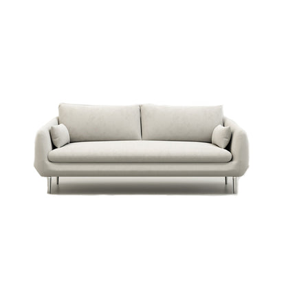 Loose Back Velvet Square Arm Contemporary Sofa with Slipcovered for Apartment 59"L x 31.5"W x 31.5"H White Sponge Clearhalo 'furn' 'furn_sofas' 'Furniture' 'furniture_sofas' 'kitchen' 'kitchen_sofas' 'Living Room Furniture' 'Sofa' 'sofas' 4591757
