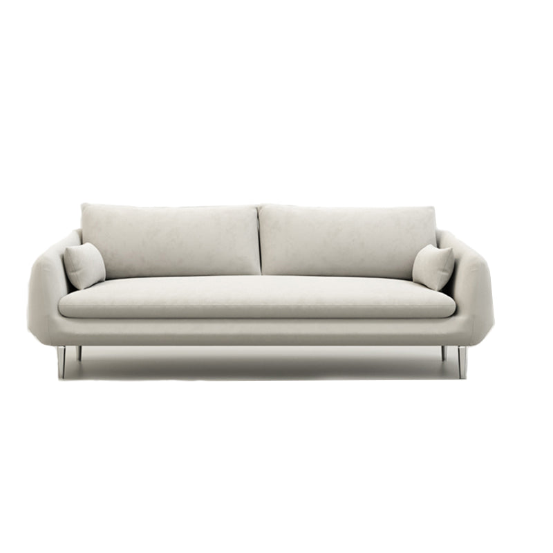 Loose Back Velvet Square Arm Contemporary Sofa with Slipcovered for Apartment 71"L x 31"W x 31"H White Latex Clearhalo 'furn' 'furn_sofas' 'Furniture' 'furniture_sofas' 'kitchen' 'kitchen_sofas' 'Living Room Furniture' 'Sofa' 'sofas' 4591758