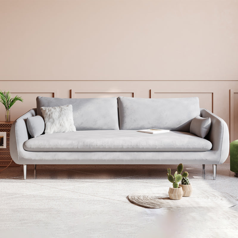 Loose Back Velvet Square Arm Contemporary Sofa with Slipcovered for Apartment Grey Clearhalo 'furn' 'furn_sofas' 'Furniture' 'furniture_sofas' 'kitchen' 'kitchen_sofas' 'Living Room Furniture' 'Sofa' 'sofas' 4591762