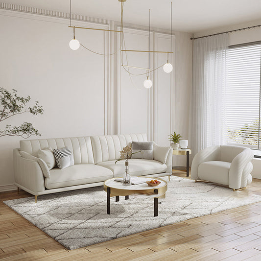 Modern Style Solid Wood Material Base Cloth Art & Leather Rice White Rectangular Sofa Clearhalo 'furn' 'furn_sofas' 'Furniture' 'furniture_sofas' 'kitchen' 'kitchen_sofas' 'Living Room Furniture' 'Sofa' 'sofas' 4591769